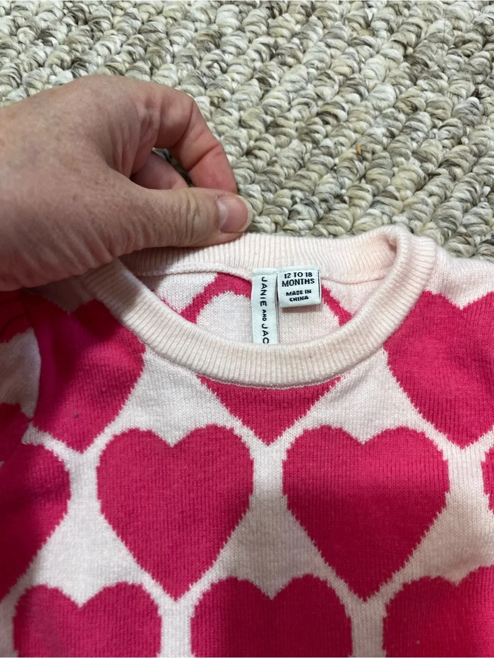 Janie and Jack Pink Heart Knit Sweater & Leggings Outfit Set 12-18M